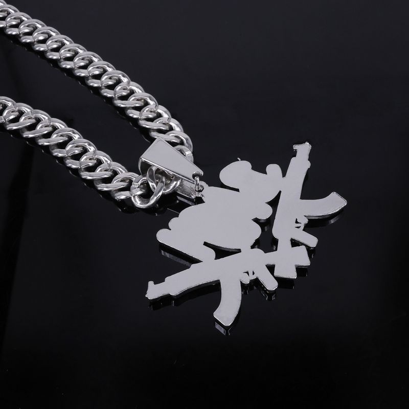 Collana unisex in lega per uomo e donna con ciondolo a forma di pistola "Baby", stile hip hop, moda rap, tendenza di strada, con diamanti._voghion.com