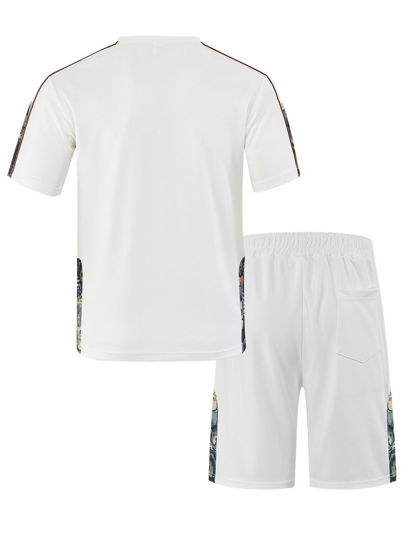 Ensemble short et short à manches courtes et col ras du cou pour homme, style hip-hop, décontracté, tendance, style américain, respirant et ample_voghion.com