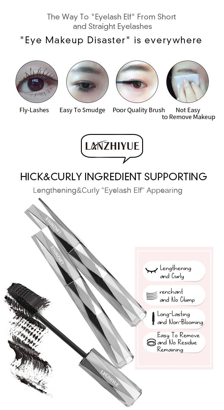 Mascara Cosmetics Diamond Mascara con pennello in silicone, ogni pelo è arricciato in modo netto, impermeabile e non sbava._voghion.com