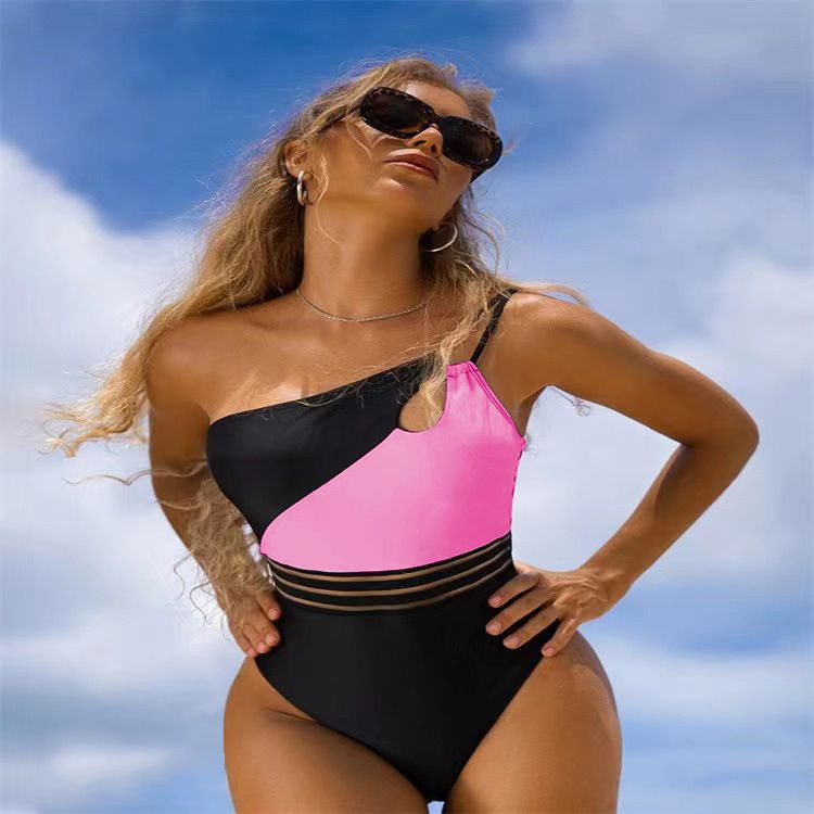 Sieviešu apģērbs Bikini Viengabala peldkostīms Splicing Bikini_voghion.com