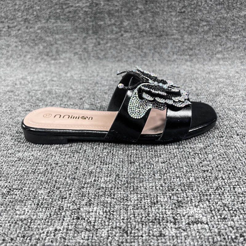 Chaussons pour femmes, ballerines pour femmes, chaussures plates, surface diamantée, extérieur, sans lacet, mode, pantoufles pour femmes Huidong, usine_voghion.com