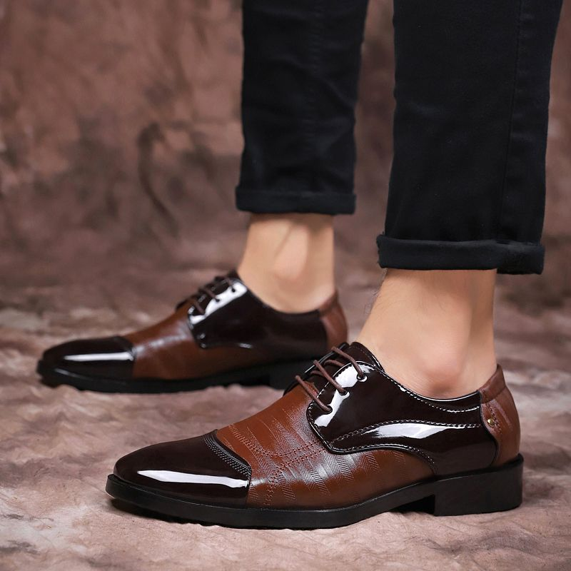 Zapatos de cuero puntiagudos de negocios para hombres de alta calidad, zapatos formales_voghion.com
