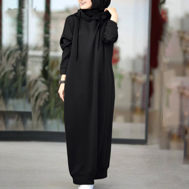 Women's Clothing Solid Color Fur Plush Fabric Hooded Drawstring Loose Casual Pocket Long Sleeved Sweatshirt_voghion.com