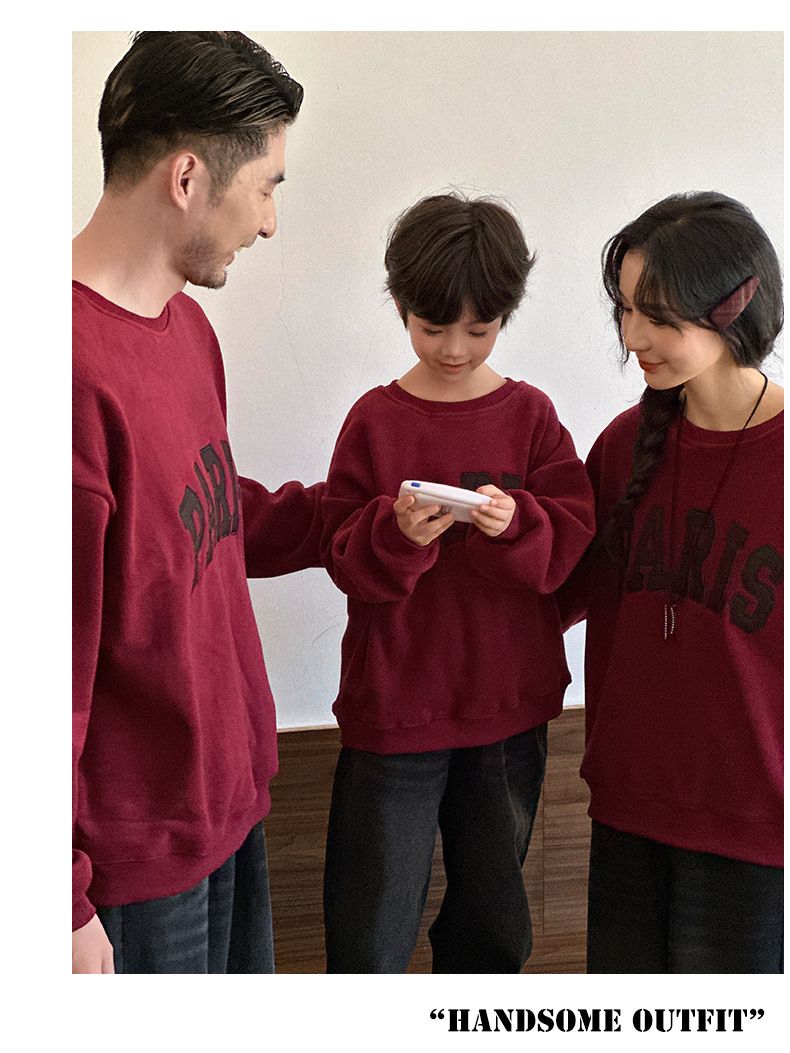 Set coordinati con cappuccio in pile per tutta la famiglia: comodi abiti invernali per 3-4 persone (rosso/nero, taglie da 80 cm a 3XL)_voghion.com