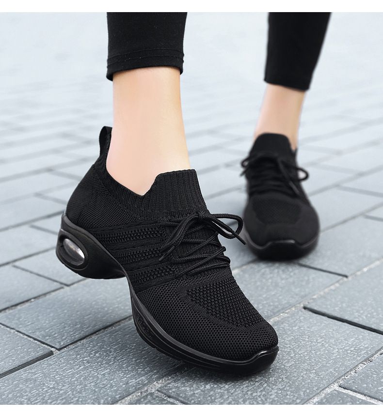 Tanzschuhe Damenschuhe Polyurethan Dickbesohlte Leichte Square Dance Atmungsaktive Wanderschuhe für Mütter mittleren Alters und ältere Menschen_voghion.com