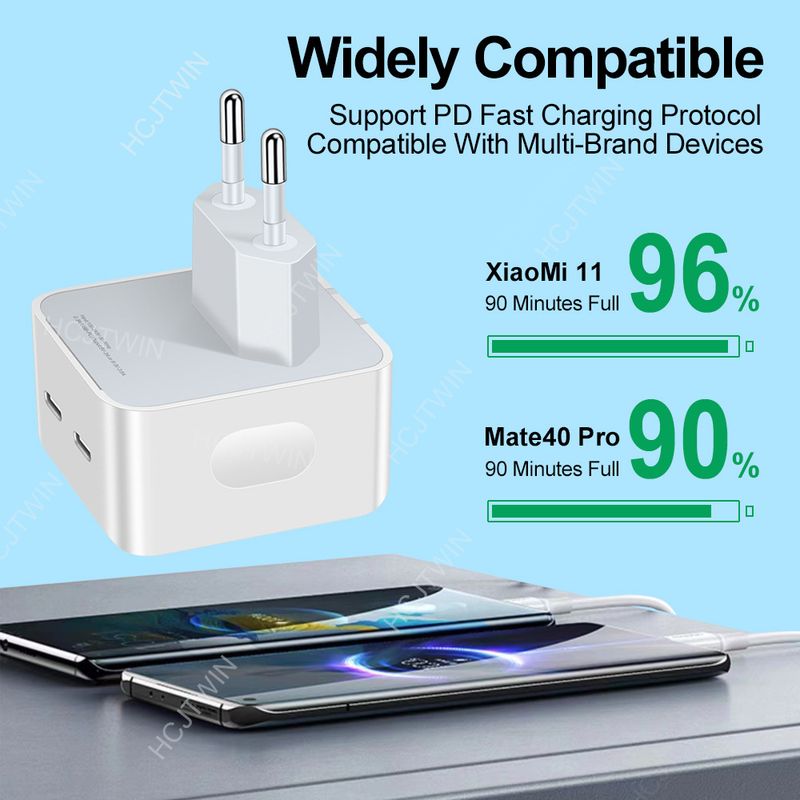 Festival de música PD40W Estándar británico Rápido Adecuado para cargador de teléfono Apple Puerto C 40W Salida de línea dual Cabezal de carga_voghion.com