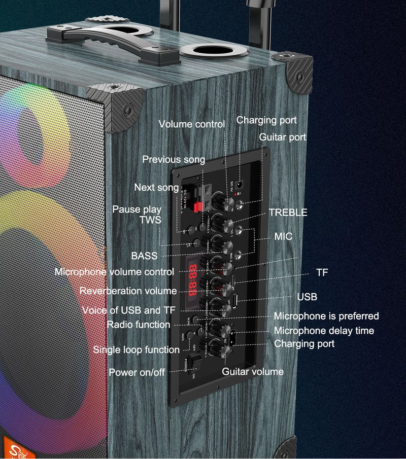 JQS910L Mobil Bağlantı Çubuğu Kare Dans Ses Açık Hava Şarkı Söyleme Karaoke Bluetooth Hoparlör Büyük Ses Gücü_voghion.com