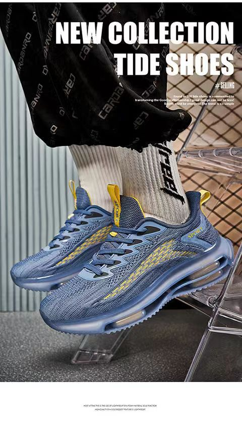 Sapatos masculinos novos, com amortecimento de ar na palma da mão, tênis de corrida modernos, antiderrapantes e com absorção de impacto, calçados esportivos casuais para o verão_voghion.com