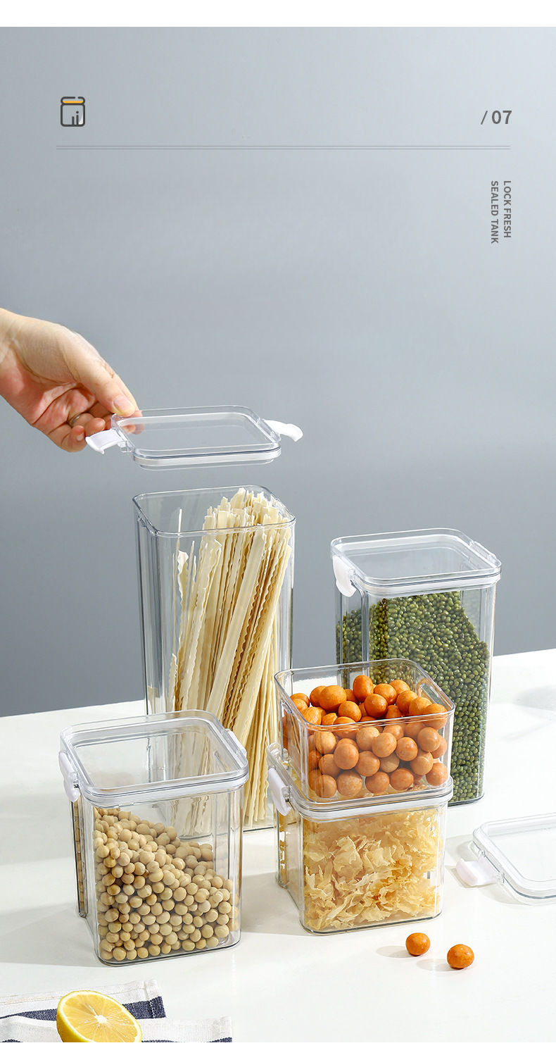 Sealed Food-Grade Container Kitchen Transparent Plastic Jar Grain Storage Box_voghion.com