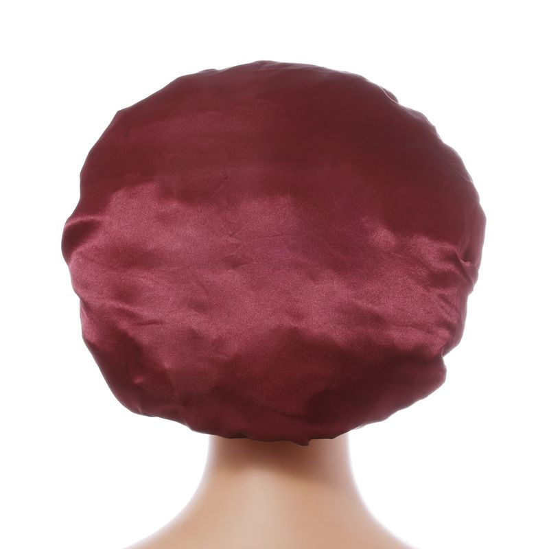 Cuffia da doccia a tesa larga monostrato - Protezione per capelli foderata in raso da 32 cm con elastico alto per donna_voghion.com