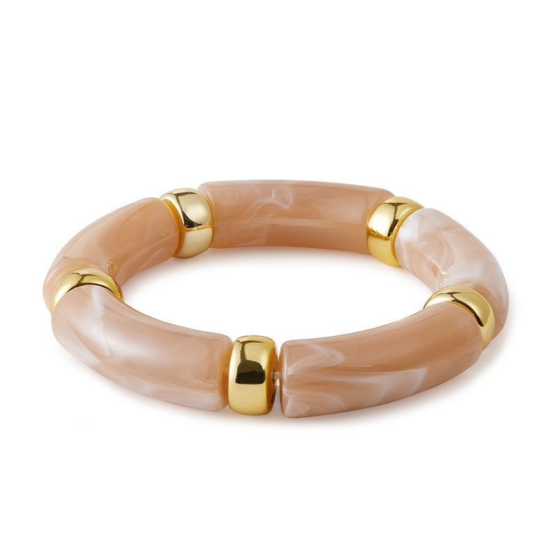 Bracelet en acrylique fait main - Bloc de couleurs audacieux et effet marbre (manchette épaisse surdimensionnée, bijoux en résine artistique, accessoire unisexe tendance)_voghion.com