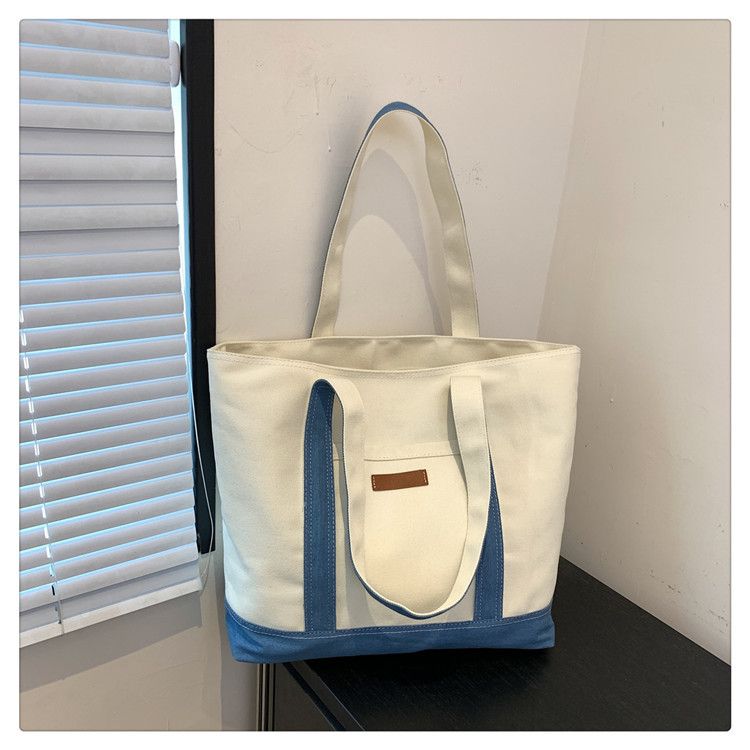 Umhängetaschen für Damen, Canvas-Tragetasche, trendige Unterarmtasche mit Farbblockierung, modische Pendler-Umhängetasche mit großem Fassungsvermögen_voghion.com