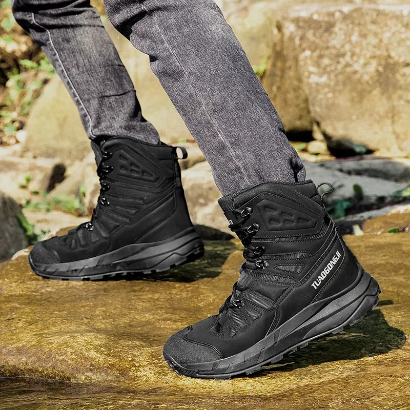 Herren Outdoor-Kletterschuhe Wanderstiefel Rutschfeste, verschleißfeste, wasserdichte, atmungsaktive Sportstiefel in großer Größe_voghion.com