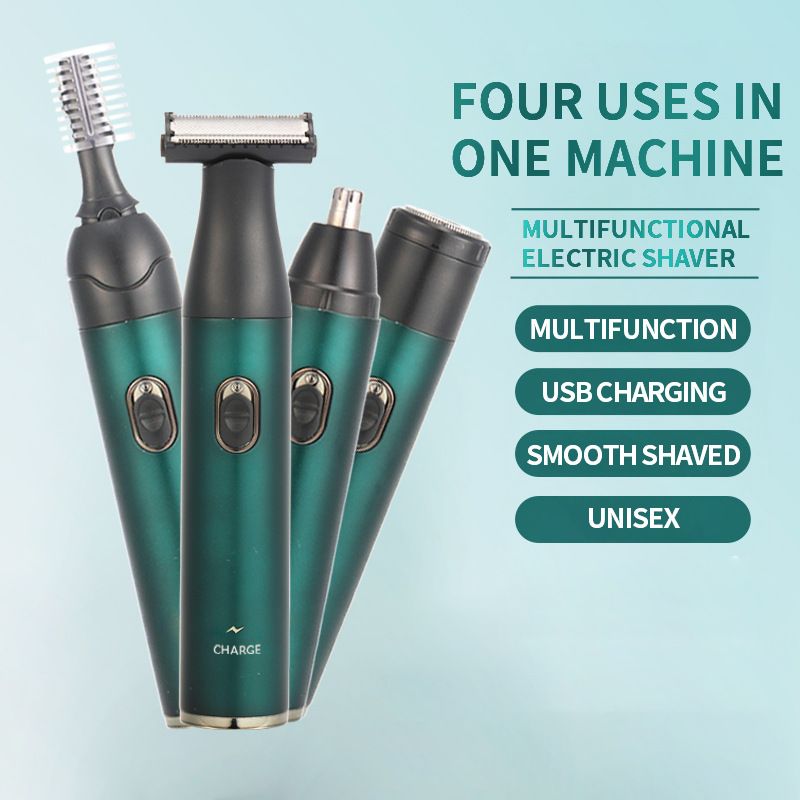 New men's electric waterproof multifunctional dark green shaver USB charging_voghion.com