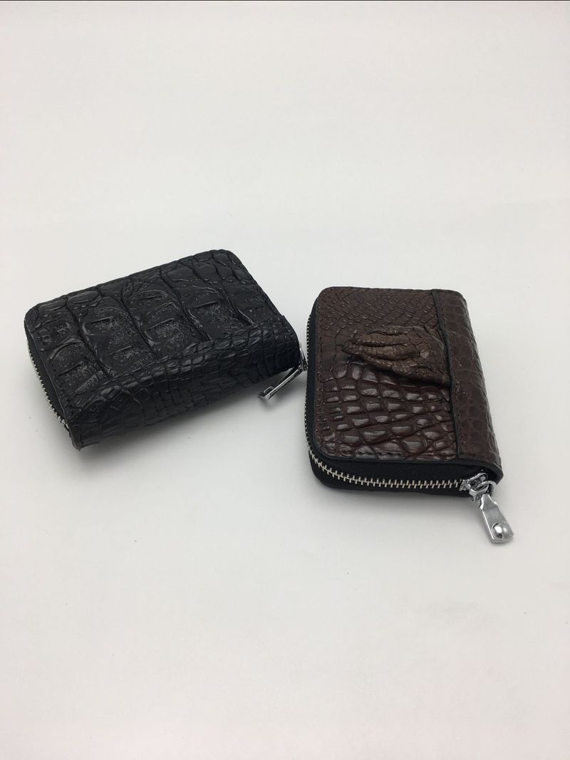 Porta carte da donna in vera pelle con motivo coccodrillo, nuovo modello 2025, con cerniera e multi-slot per carte_voghion.com