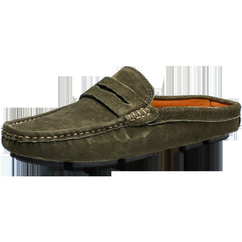 Unbeatable Quality Summer 2025 New Product Large Men's Casual Leather Half Slippers Sandals Dual Purpose Soft Sole Bean Shoes_voghion.com