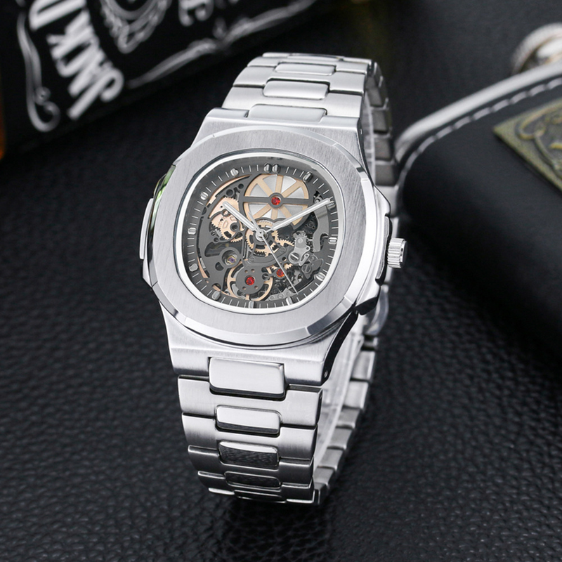 MISFOX Mechanical Nautilus Fully Automatic Hollow Business Steel Strip Waterproof Glow Brand Men's Watch_voghion.com