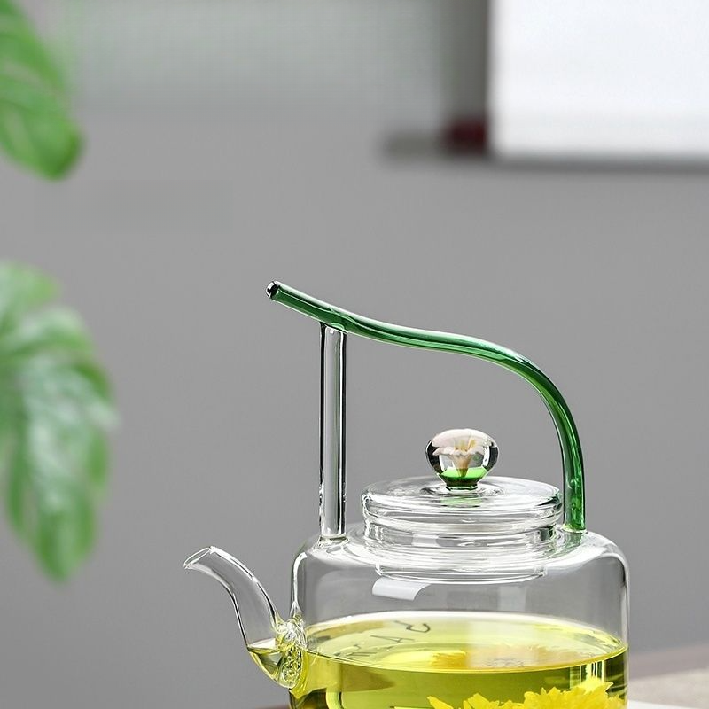 Rein handgefertigte, handbemalte, hitzebeständige Teekanne aus Glas im chinesischen Stil, temperaturbeständig von -20 °C bis 130 °C, Präzision_voghion.com