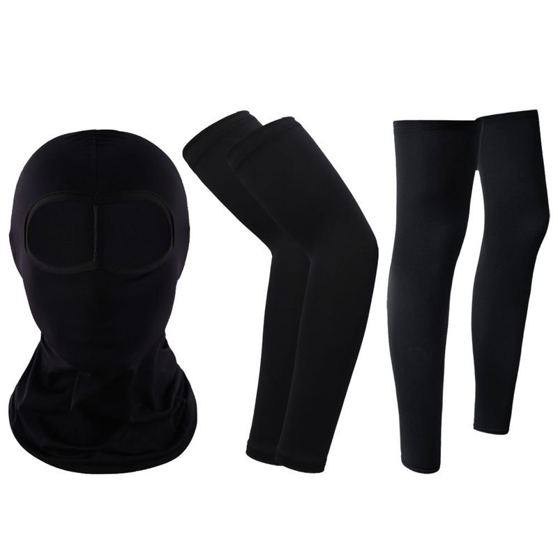 LazyZoom Masque de cyclisme d'été en nylon, ensemble de trois pièces, protection solaire décontractée pour les bras et les jambes en soie, pour sports de plein air_voghion.com