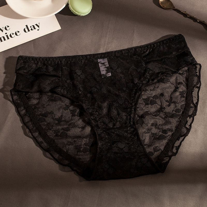 Bragas de encaje transparente de malla seductora de estilo sexy para niña 2024 nueva ropa interior de levantamiento de cadera con entrepierna de algodón puro_voghion.com