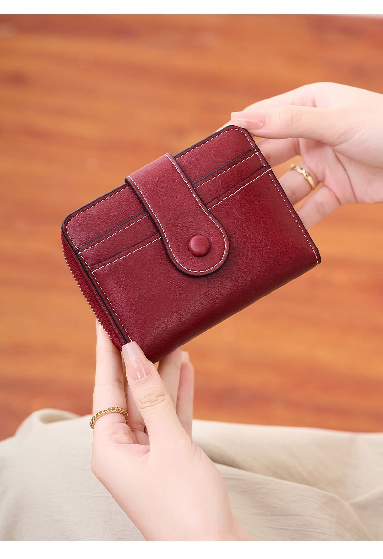 Cross Border Nieuwe RFID Anti Magnetische Korte Portemonnee Multifunctionele Ritssluiting Portemonnee Europese En Amerikaanse Retro Dames Muntenportemonnee_voghion.com