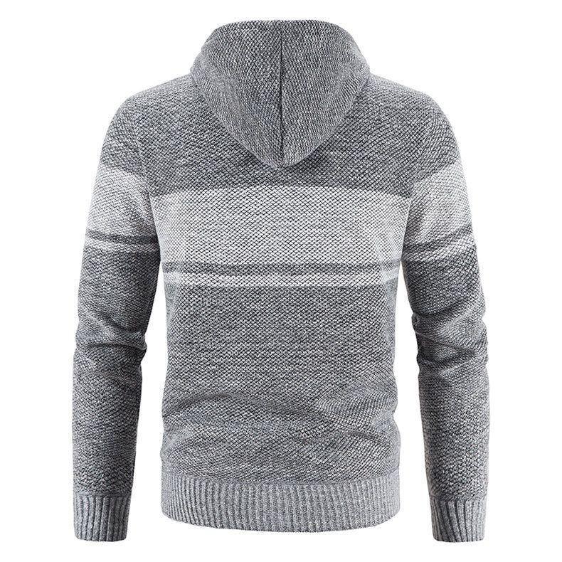 Herren-Kapuzenpulloverjacke mit Fleecefutter – Slim Fit-Pullover mit Reißverschluss und Farbblockdesign_voghion.com