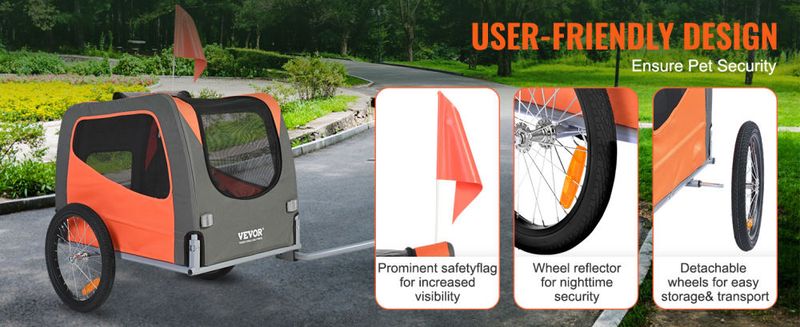 VEVOR Dog Bike Trailer, Supports up to 66 lbs, Pet Cart Bicycle Carrier, Easy Folding Frame with Quick Release Wheels, Universal Bicycle Coupler, Refl_voghion.com