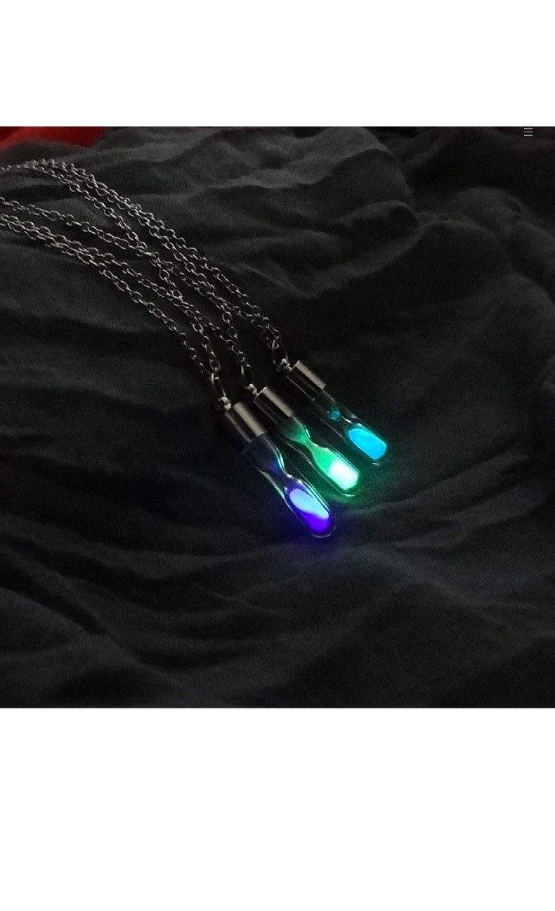Collana con tubo di vetro luminoso multicolore a forma di clessidra del tempo, accessori di Halloween per le donne_voghion.com