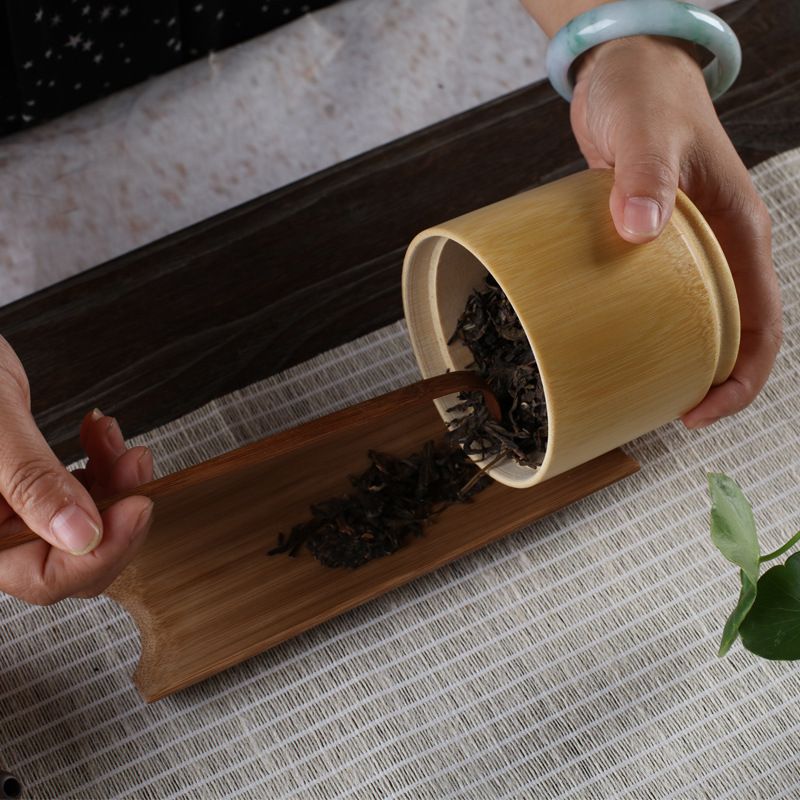 Bamboo Tea Container Box  Portable Wake Up Tea Box Travel Food Storage Candy Jar  for Tea Coffee Beans Nuts Spices_voghion.com