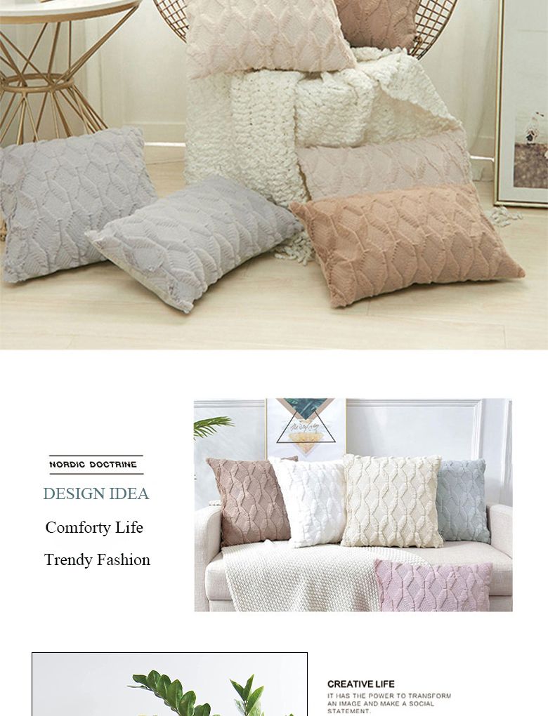 Funda de cojín de 45 x 45 cm, diseño geométrico de felpa amarilla, ideal para el invierno, para decoración del hogar, para interiores y salas de estar, 45 x 45 cm._voghion.com
