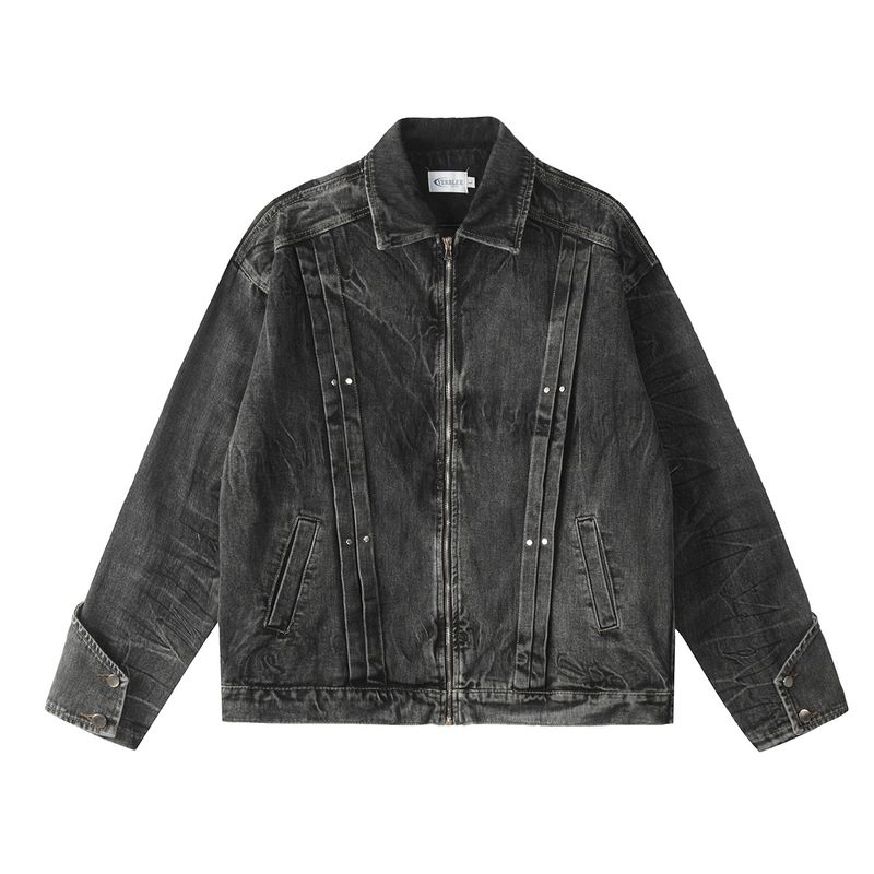 Jia Yi Ku New American Washed Cowboy and Women's Crimson Rivet Jacket Ανδρικό_voghion.com