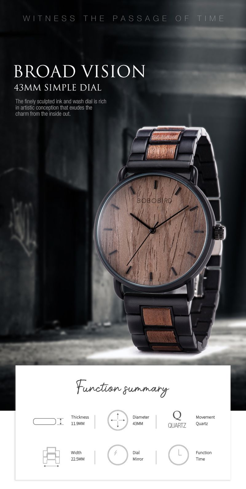 BOBO BIRD Lässige, einfache Holzuhr Herren Vollautomatische Mechanische Uhr Stahl- und Holzuhr Fabrikuhr_voghion.com