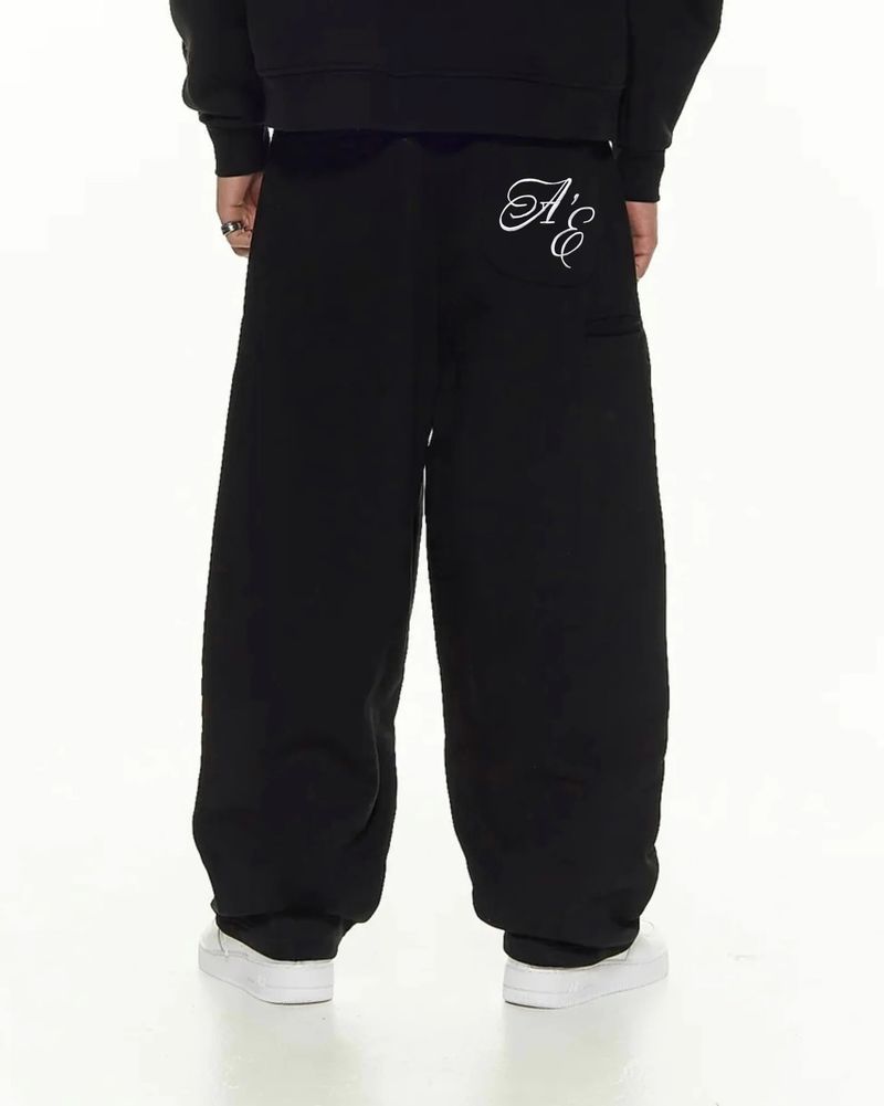 Herren Winter-Jogginghose – Lässige Jogginghose mit entspannter Passform und Stickerei, Polyester-Stretchgewebe, Schwarz/Grau/Marineblau (S/M/L/XL)_voghion.com