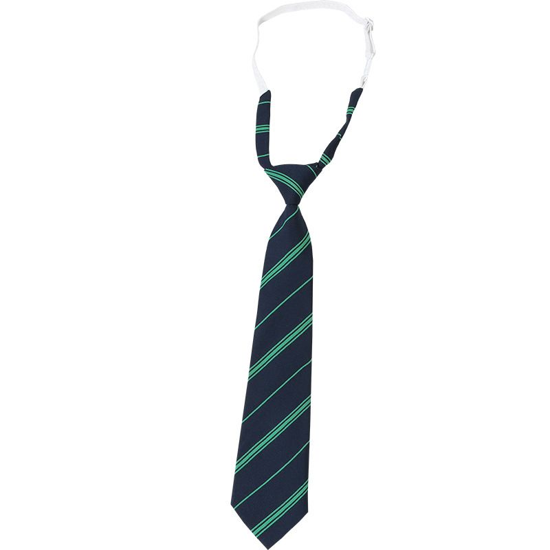 Camicia stile college giapponese senza cravatta a righe, accessorio verde scuro con fiocco e fiore per donna_voghion.com