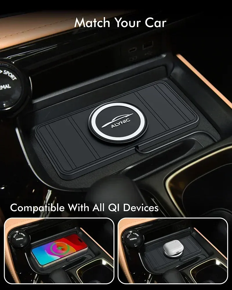 Magnetic Silicone Non-slip Car Wireless Charger Pad Mat PD USB Phone For IPhone 16 15 14 AirPods Samsung Fast Charging_voghion.com