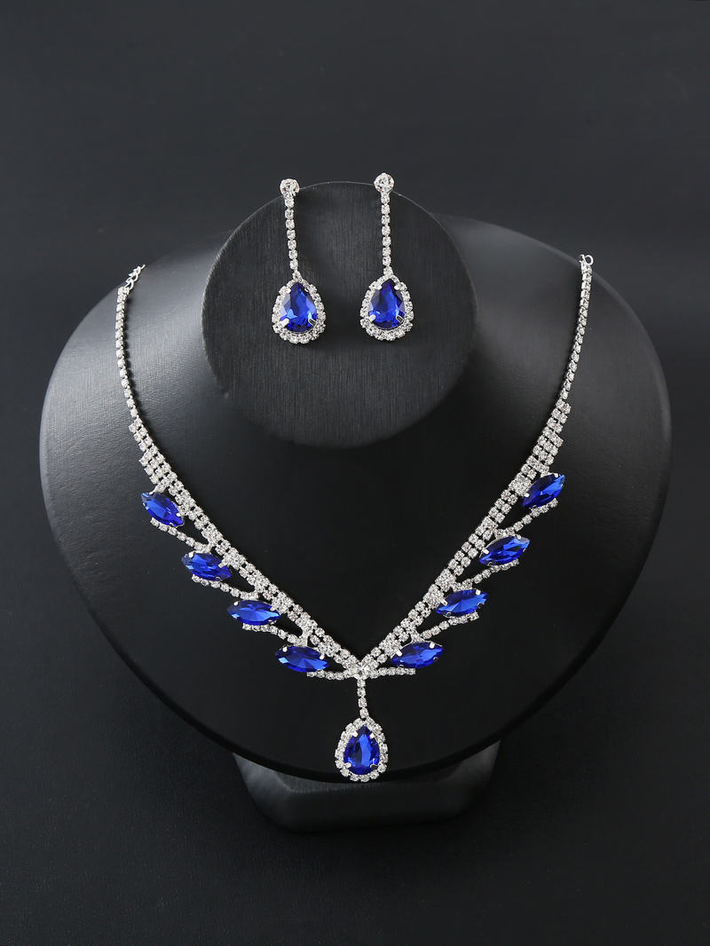 Set di collane in due pezzi alla moda e lussuose, orecchini, abito da sposa della sposa, accessori per la cena_voghion.com