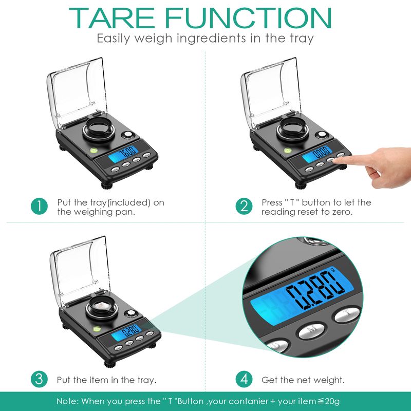 0,001 g Präzisions-Digitalwaage für Schmuck, 20 g, USB-betriebene elektronische Waage, LCD-Mini-Laborwaage, 0,001 g, elektronische Waage_voghion.com