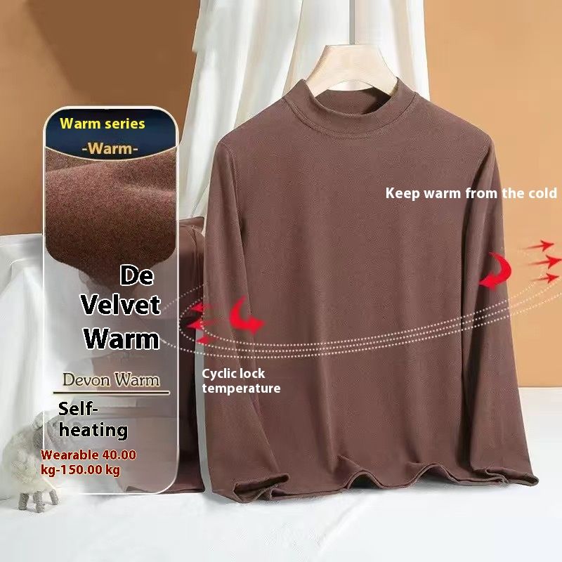 Conjunto de ropa y pantalones de otoño con cuello redondo de terciopelo alemán cálido y autocalentable para papá de mediana edad, 1/2 pieza_voghion.com