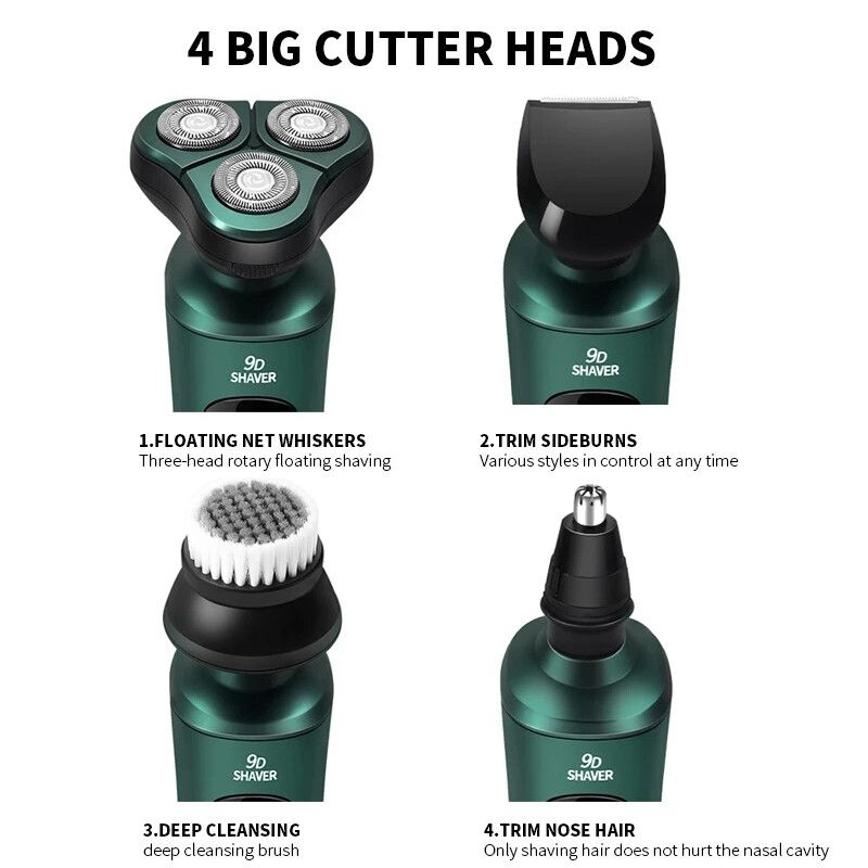 4 In 1 Mens Electric Shaver Razor Wet/Dry Rechargeable Rotary Cordless Charging_voghion.com