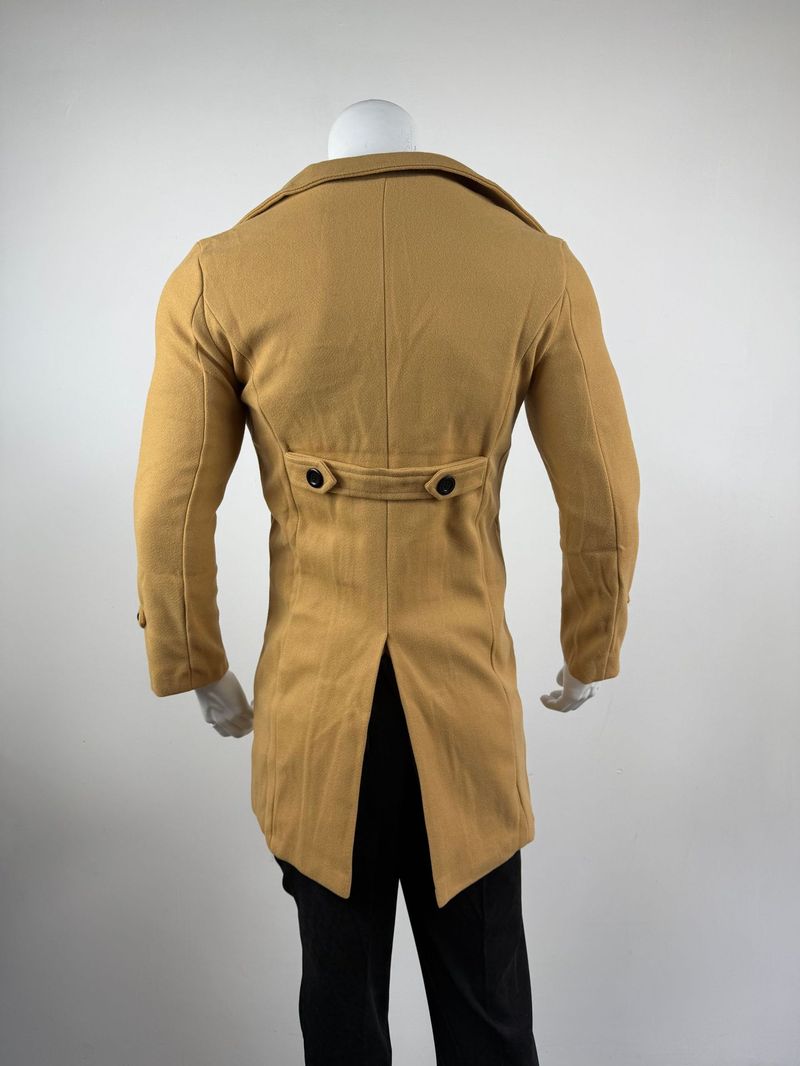 Autumn Winter New Men's Trench Coat Jacket Double-Breasted Mid-Length Woolen Overcoat_voghion.com