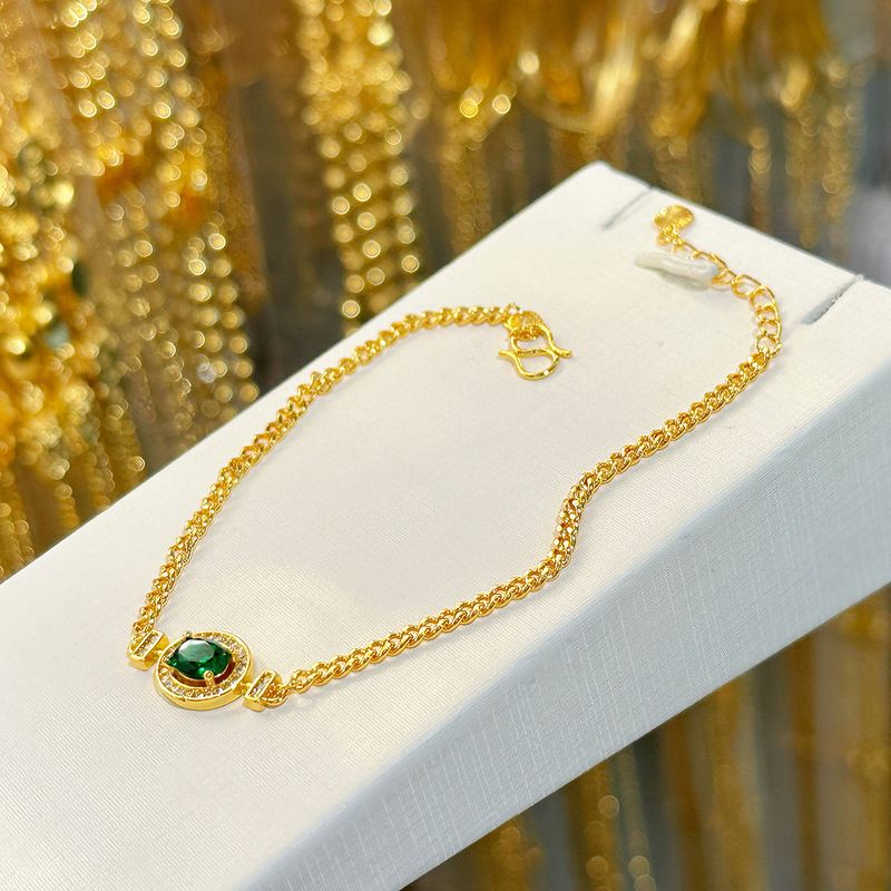 Bracciale da donna alla moda cubana con maglie micro-pavé placcate in oro rosso, verde e blu_voghion.com