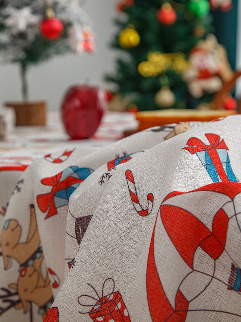 Tovaglia natalizia in poliestere con fiocchi di neve – Tovaglia rettangolare resistente e resistente al calore per decorazioni natalizie, bianco/verde/azzurro cielo, 4 misure_voghion.com