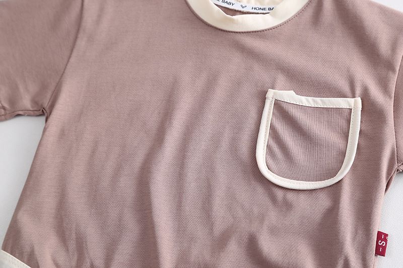 Nuovo set estivo per bambini, girocollo, casual, a maniche corte, per bambini di età media e piccola, due pezzi, pantaloncini verticali per neonati_voghion.com