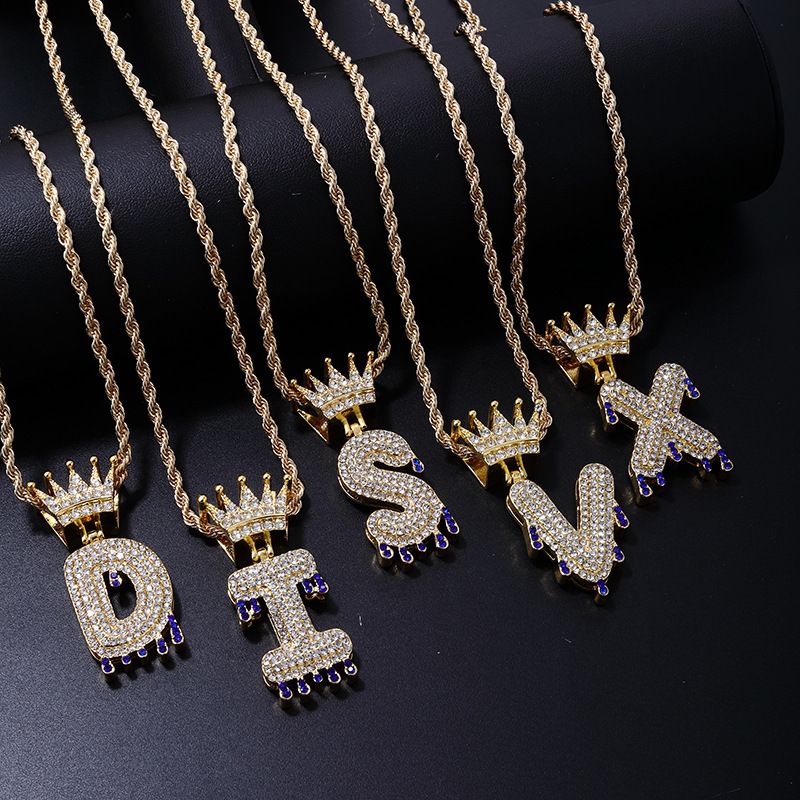 Collier pendentif haut de gamme de 26 lettres anglaises de style de mode de niche de luxe léger personnalité hip hop collier polyvalent_voghion.com