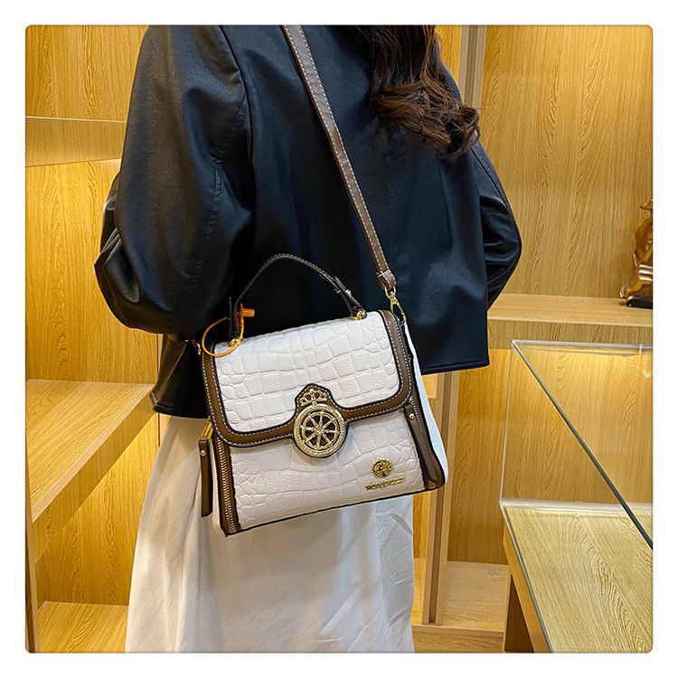 Handheld women's 2024 new high texture versatile simple shoulder crocodile pattern large capacity crossbody bag_voghion.com