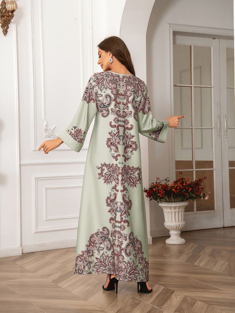 Kaftan mit hochdichtem Heißpräge-Diamant-Nagelperlen-Druck, lange Robe für muslimische Frauen, elegantes Kleid_voghion.com