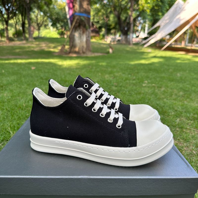 Nuovo stile RO Sneakers basse da uomo casual sportive versatili con suola spessa in tela con lacci nere e bianche alla moda unisex in tessuto_voghion.com