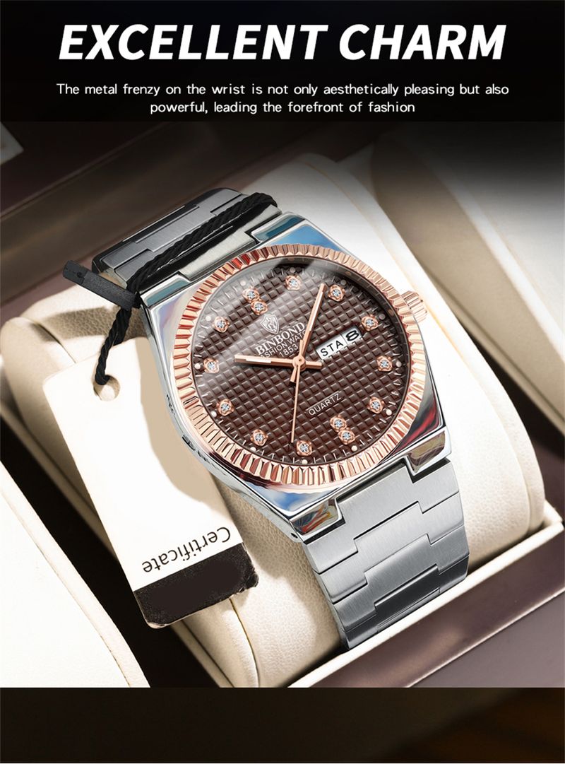 Top Luxury Man Watch Waterproof Stainless Steel Men Wristwatch Luminous Date Week Fashion Business Quartz Men's Watches_voghion.com