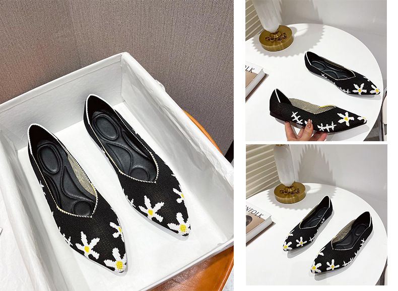 Scarpe da donna con tacco basso, con punta volante, in maglia, con involtini di pollo, per il commercio estero transfrontaliero_voghion.com