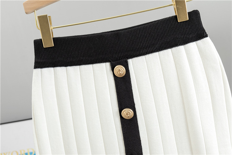 Kadın haute couture Fransız sosyetik örgü takım elbise ince ceket etek iki parçalı set_voghion.com